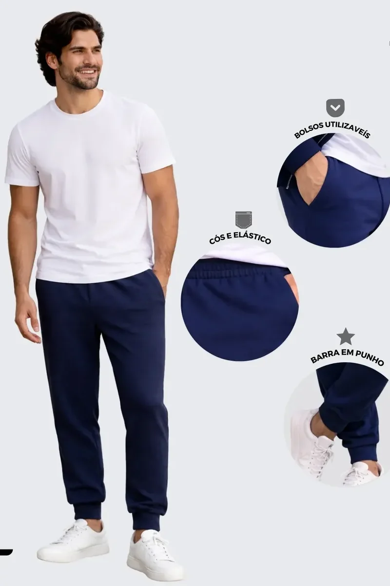 calça moletom azul marinho