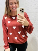 blusa moletinho coração vermelha