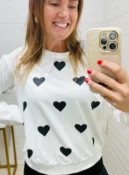 blusa moletinho coração vermelha