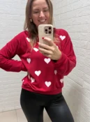 blusa moletinho coração vermelha