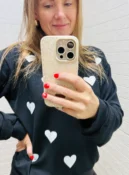blusa moletinho coração vermelha