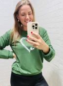 blusa moletinho coração vermelha