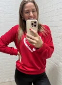 blusa moletinho coração vermelha