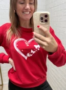 blusa moletinho coração vermelha