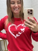 blusa moletinho coração vermelha