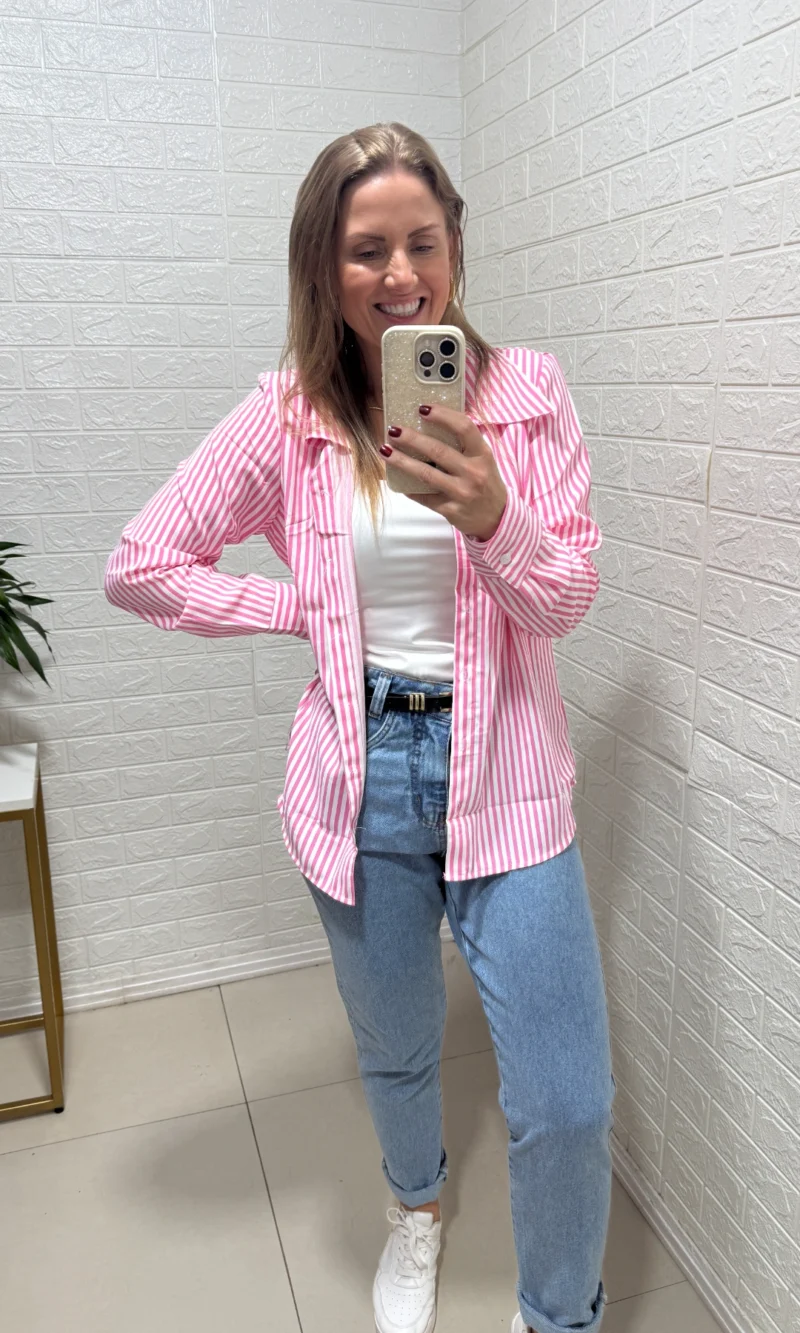 camisa listrada azul
