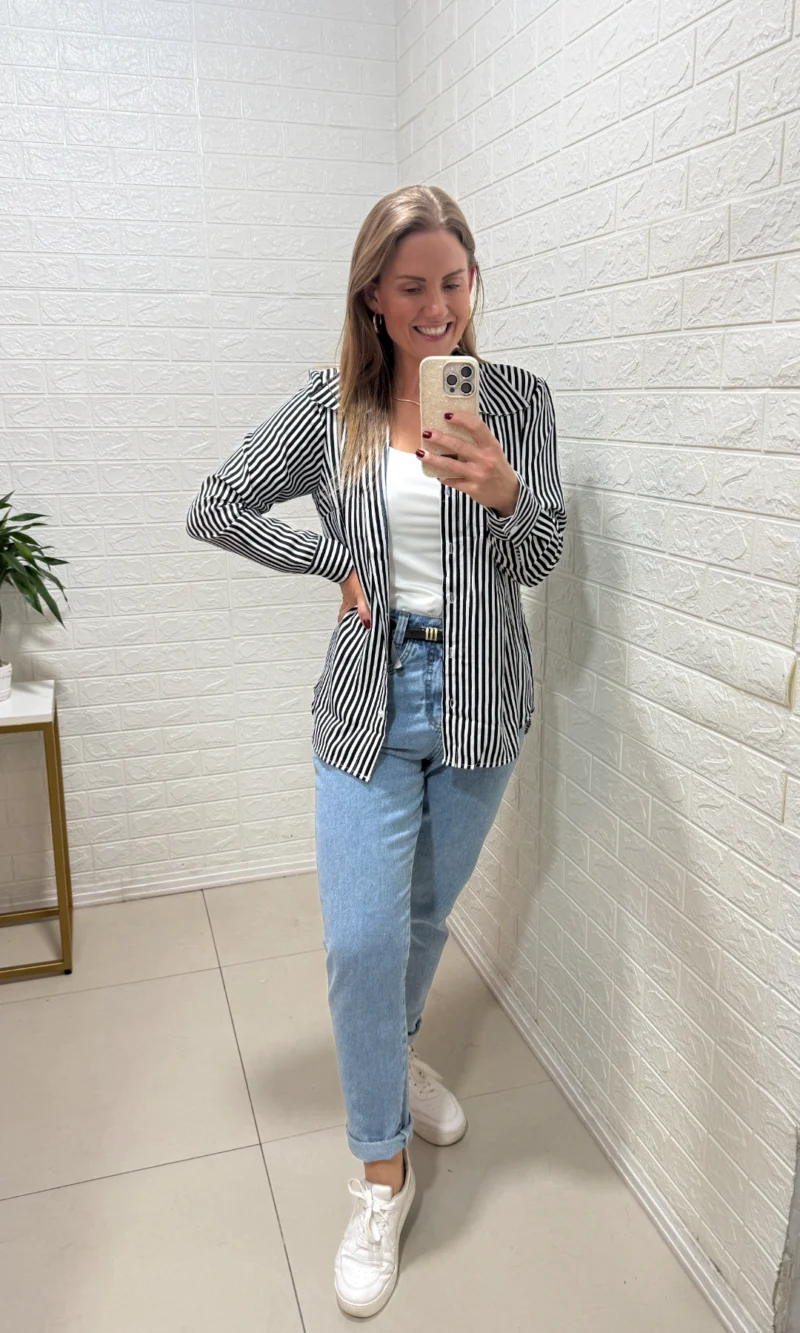 camisa listrada azul