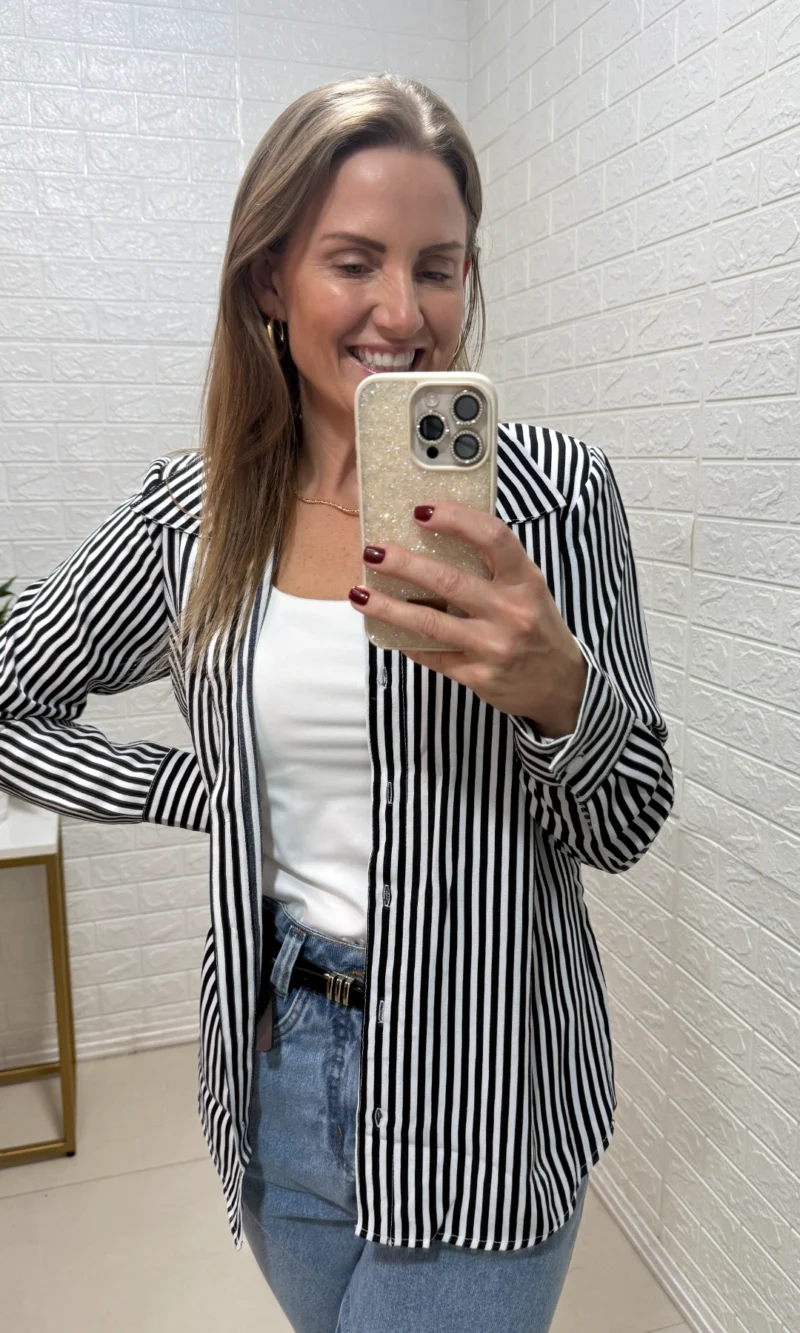 camisa listrada azul