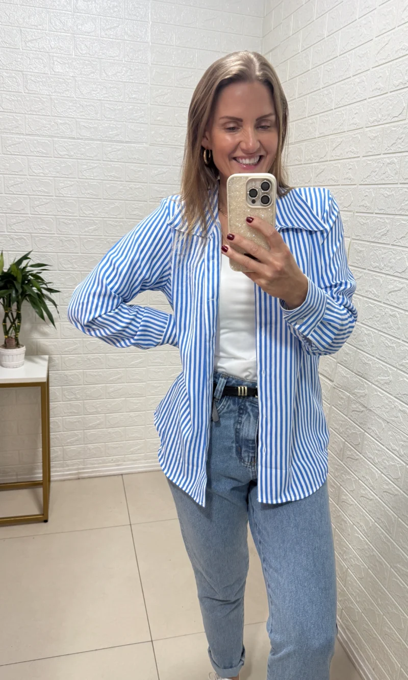 camisa listrada azul