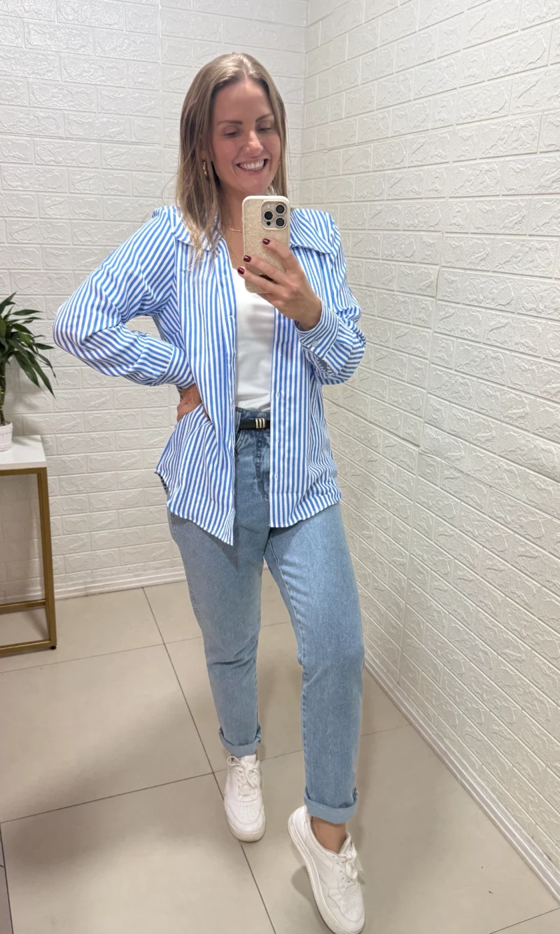 camisa listrada azul