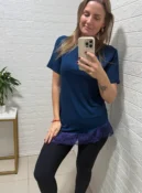 blusa feminina alongada assimétrica com renda branca