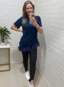 blusa feminina alongada assimétrica com renda branca