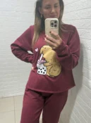 conjunto pijama capivara bordô