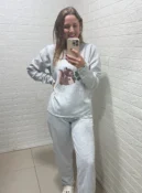 conjunto pijama cinza esquilo peluciado