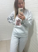 conjunto pijama cinza esquilo peluciado