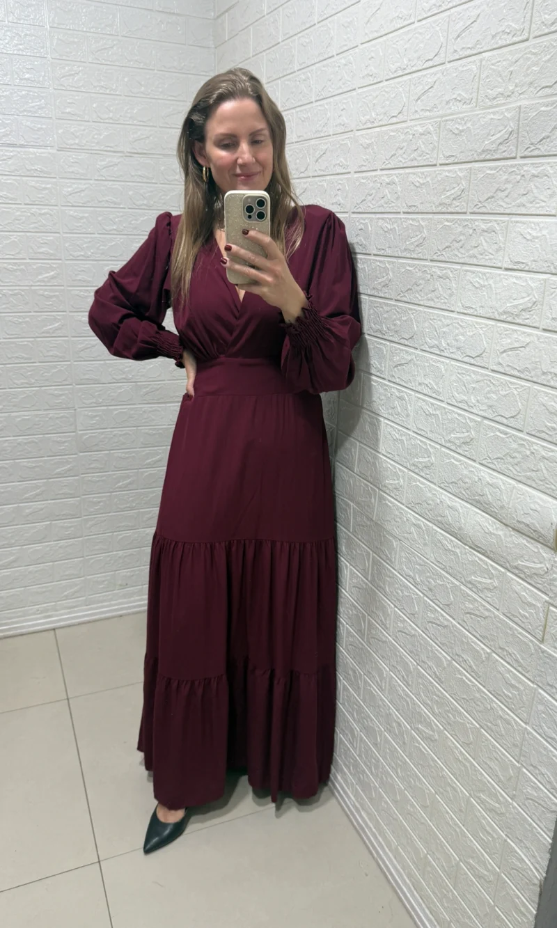 vestido longo estampa camponesa verde