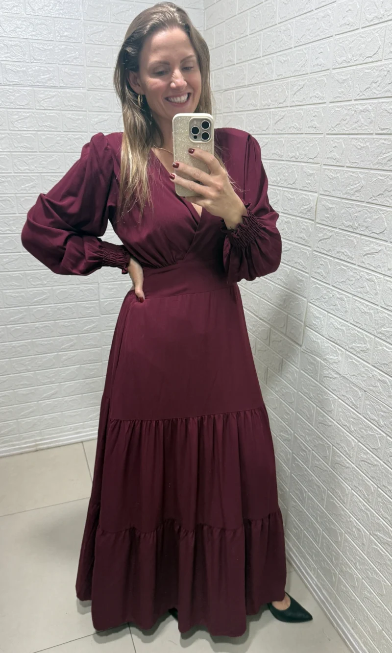 vestido longo estampa camponesa verde